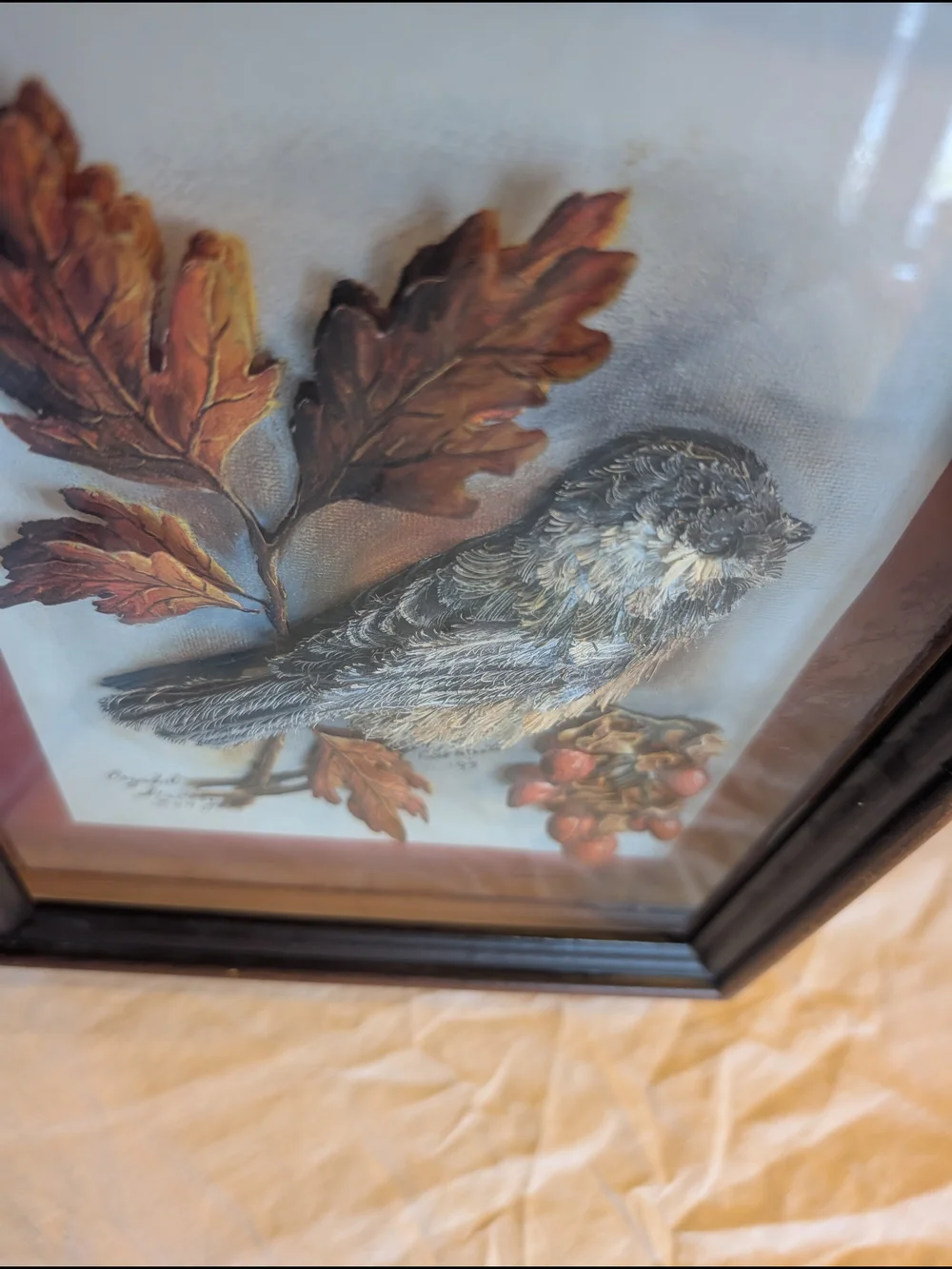 2/40$ Vintage Brown and Maroon Framed 3D Bird Wall Art - Picture 2 of 7
